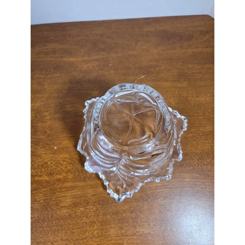 Clear Pressed Glass Maple Leaf Bowl Vintage Style Fall Autumn Decor Candy Dish